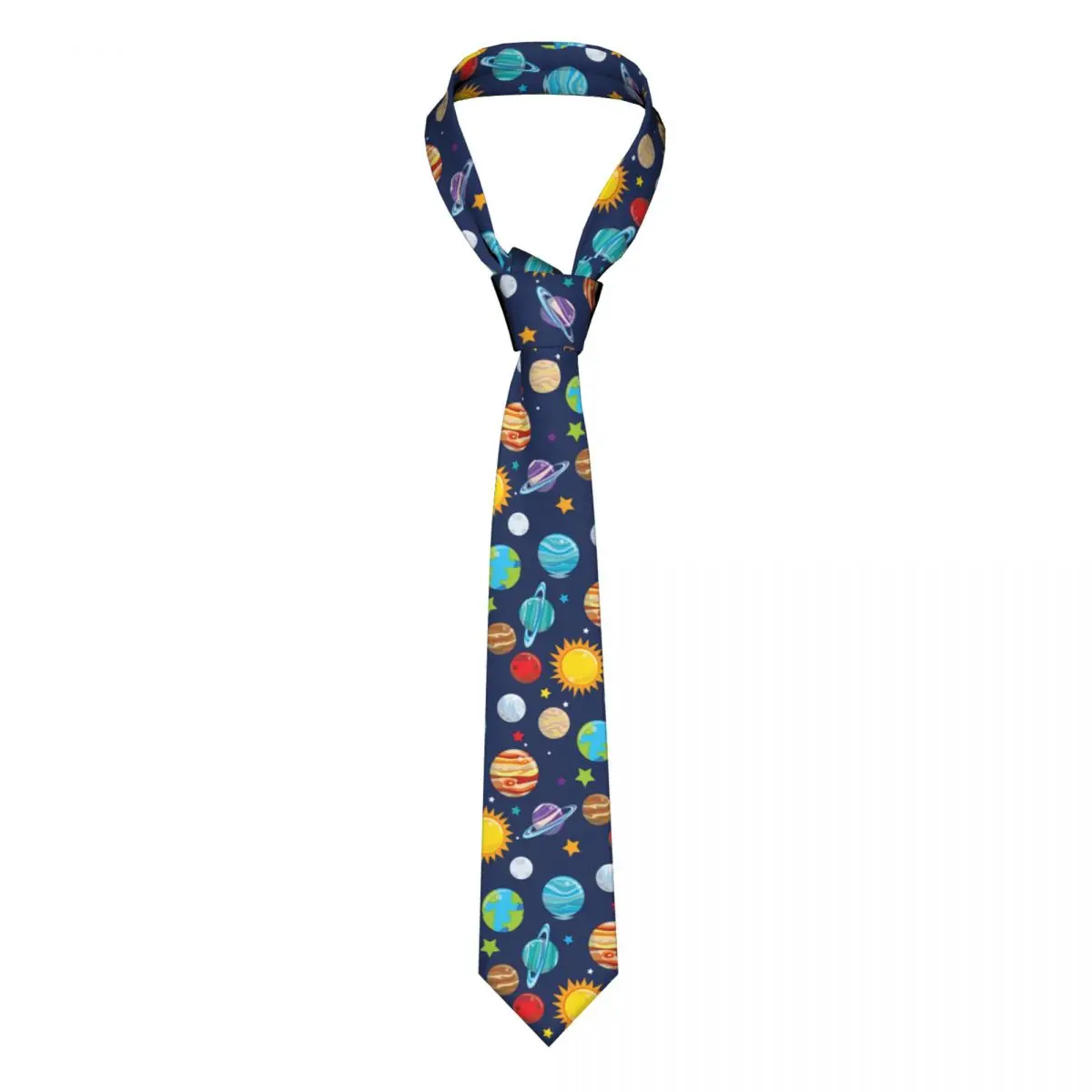 Space Galaxy Planets Necktie Men Silk Polyester 8 cm Wide Neck Ties for Mens Suits Accessories Gravatas Wedding Accessories Gift