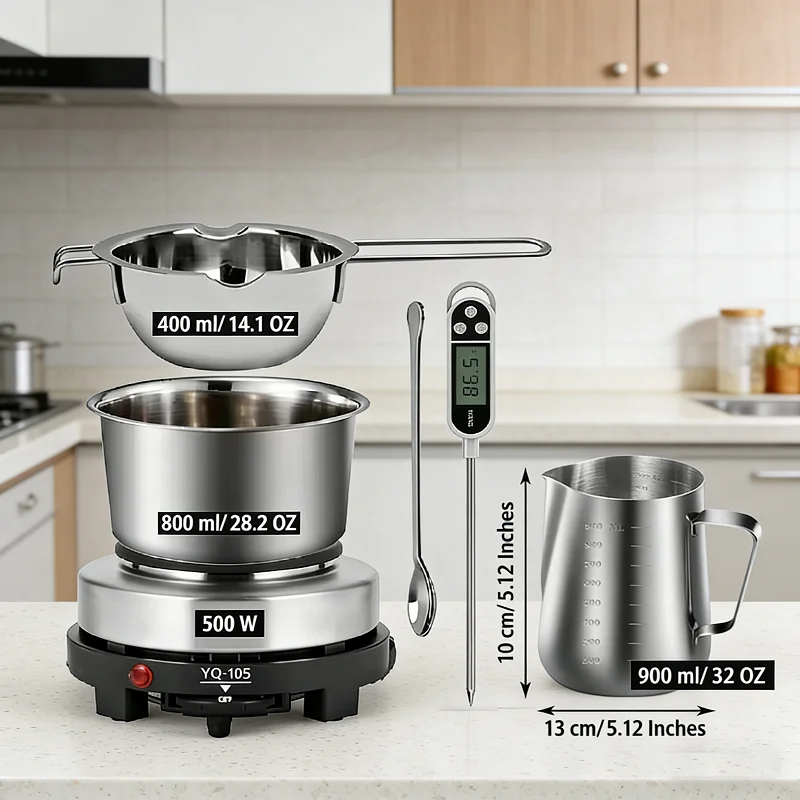 

1 Set Beeswax Melting Pot Candle Making Tools Set Beeswax Melter Pot Candle Pouring Pot with Electric Hot Plate for Melting Wax