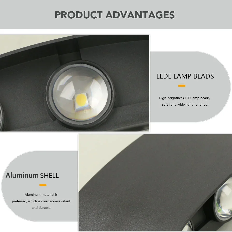 أضواء الألومنيوم في الهواء الطلق مقاوم للماء 110 فولت 220 فولت أضواء الجدار الخارجية غرفة المعيشة ممرات فناء حدائق أضواء الجدار في الهواء الطلق