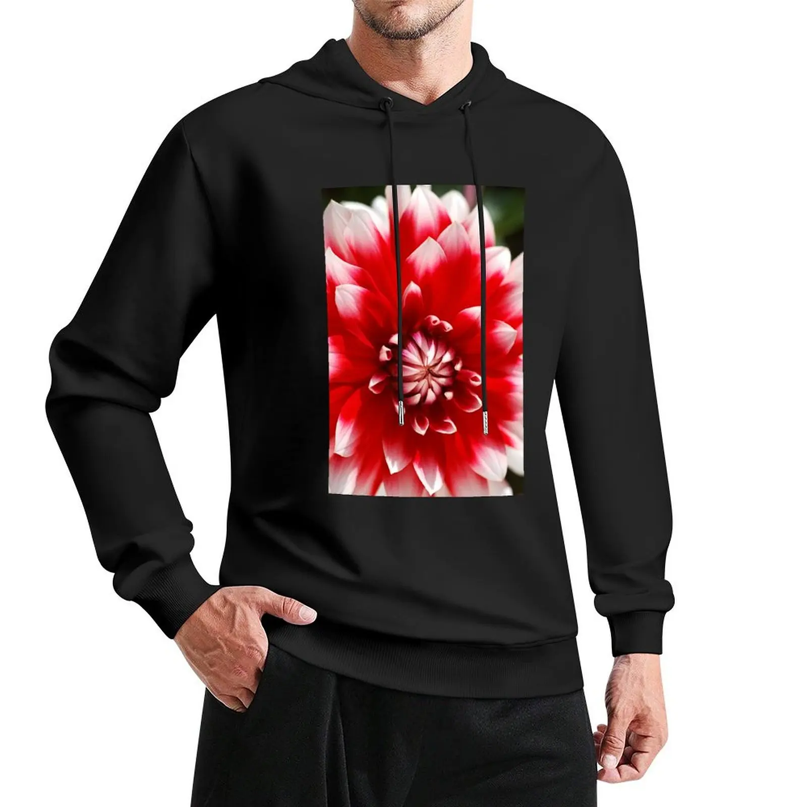 Delight Red White Dahlia Pullover Hoodie men wear blouse autumn jacket men hoody