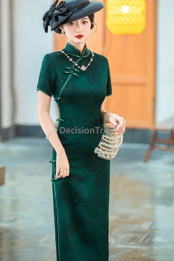 

Винтажное старое Ципао Шанхай 2021, летнее, с короткими рукавами, простое, облегающее, темпераментное, Ципао, элегантное, модное, китайское, Cheongsam