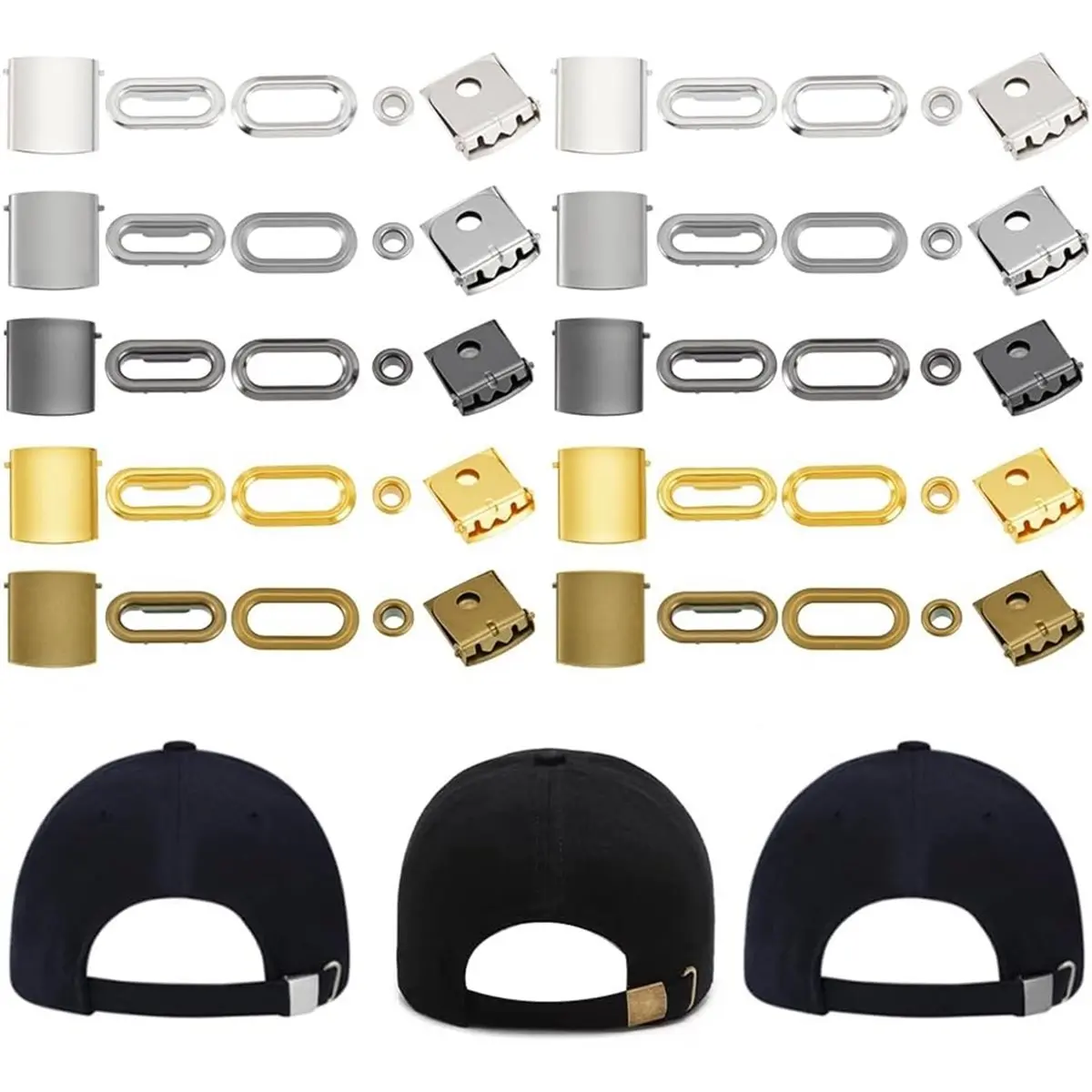 40 conjunto de 5 cores de aço inoxidável tampa fivela ajuste chapéu clipe fechos fivela para chapéus mochila saco cintas reparação
