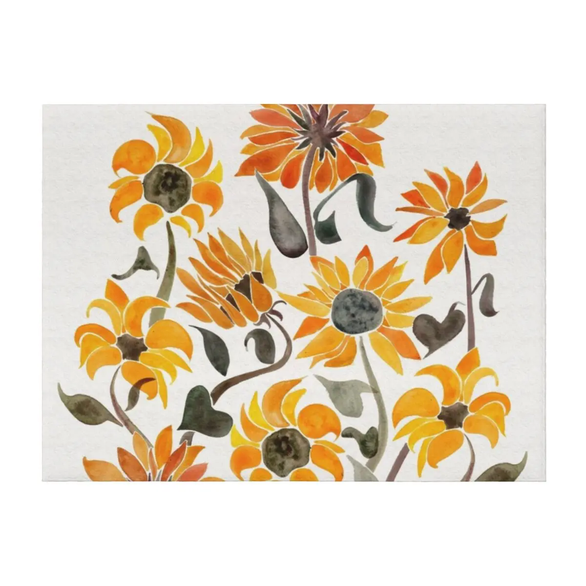 

Sunflower Watercolor a Yellow & Black Palette Throw Blanket Extra Large Throw Soft Big warm winter Thins Blankets