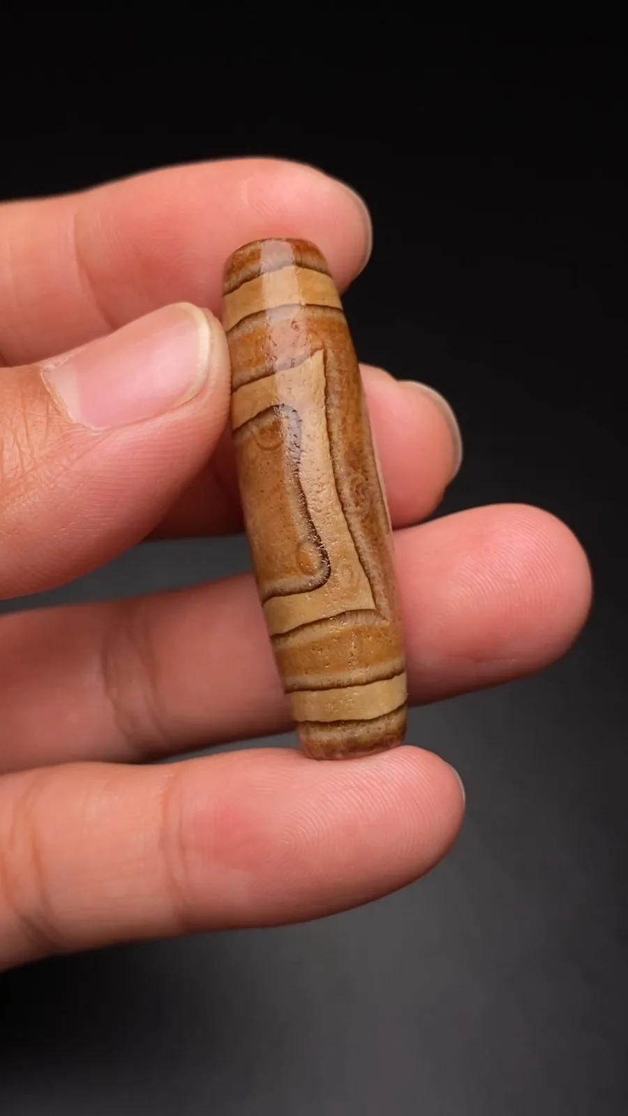Tibetan Buddhism Agate Heaven Earth Totem Dzi Bead Amulet Necklace Pendant G240