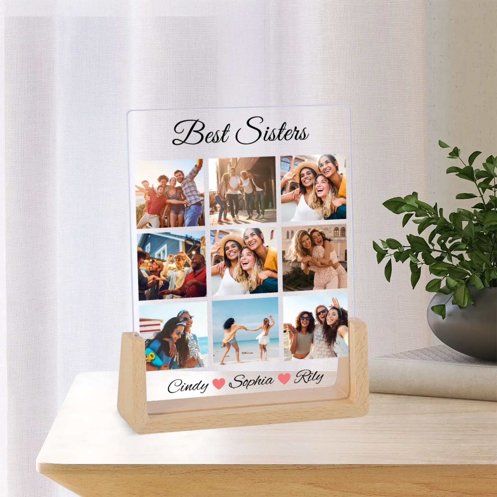 Personalised Best Sisters Photo Frame Friendship Gift Photo Print for Friends Bestie Custom Photos Collage Desktop Display Frame