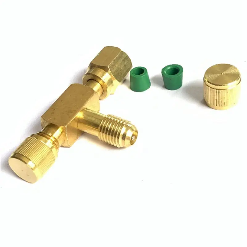 ABJN-4X T-Adapter With Swivel 1/4 SAE Male Thread Fittings New Pump Solid Brass Refrigeration Service Valve