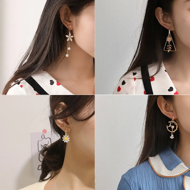 WENHQ Korean Style Fashion Clip on Earrings No Pierced for Women Party Birthday Cute Hoop Earrings Cuff Hypoallergenic Ear Clip