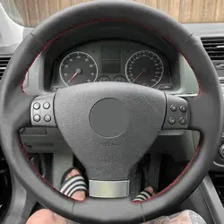 Steering Wheel Cover For VW Passat B6 2006-2010 Golf 5 Jetta MK5 2005-2010 Tiguan 2007-2011 Car Inner Microfiber Leather Trim