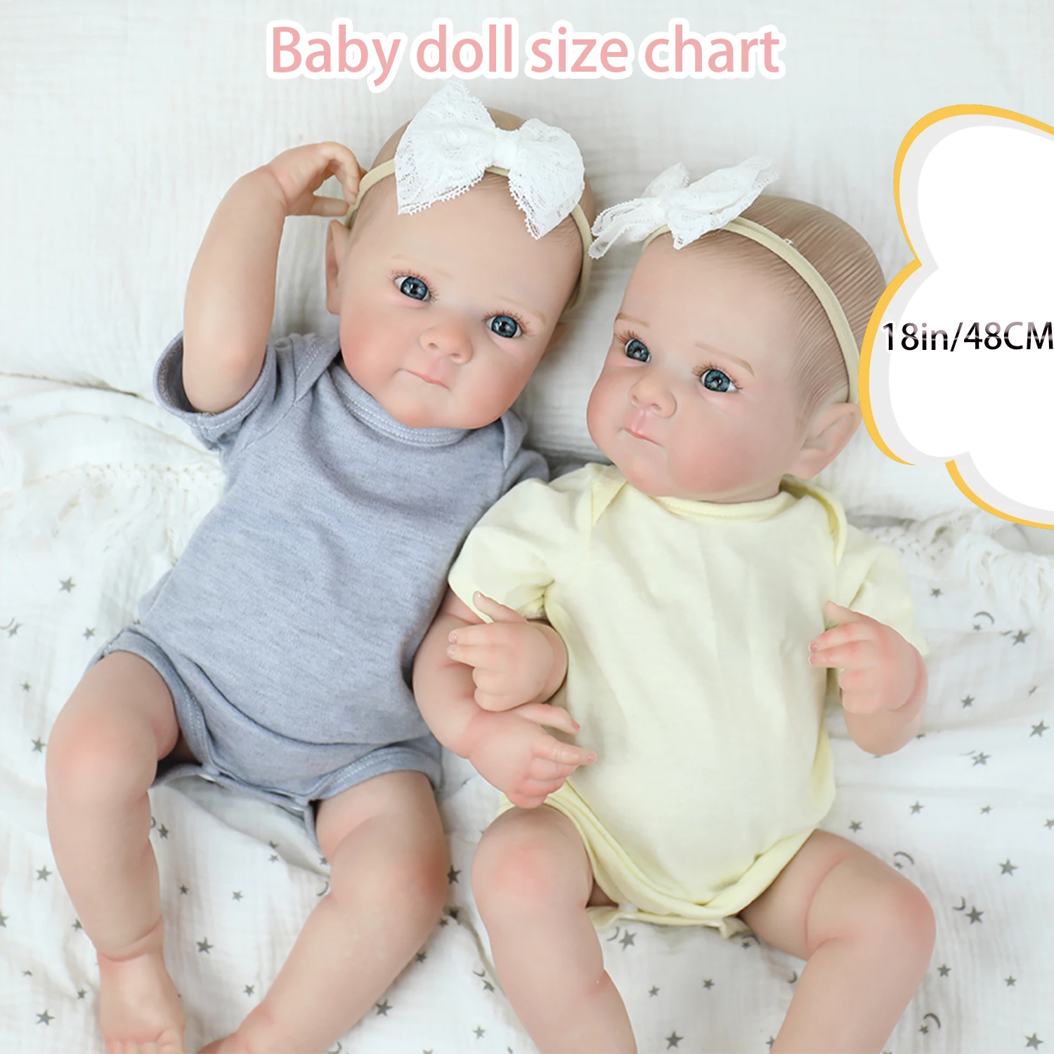 

18inch Full Body Silicone Vinyl Twin Girl Reborn Baby Dolls Bettie with Multiple Layers Painting 3D Skin High Quality Gifts