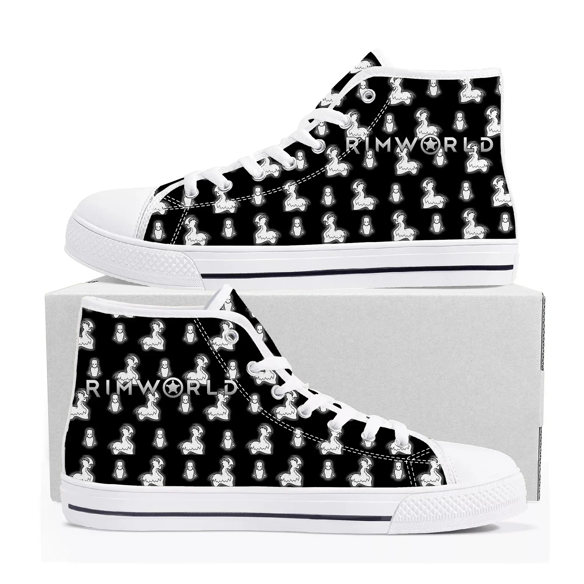 

RimWorld High Top Sneakers Hot Cartoon Game Mens Womens Teenager High Quality Fashion Canvas Shoes Casual Tailor Made Sneaker