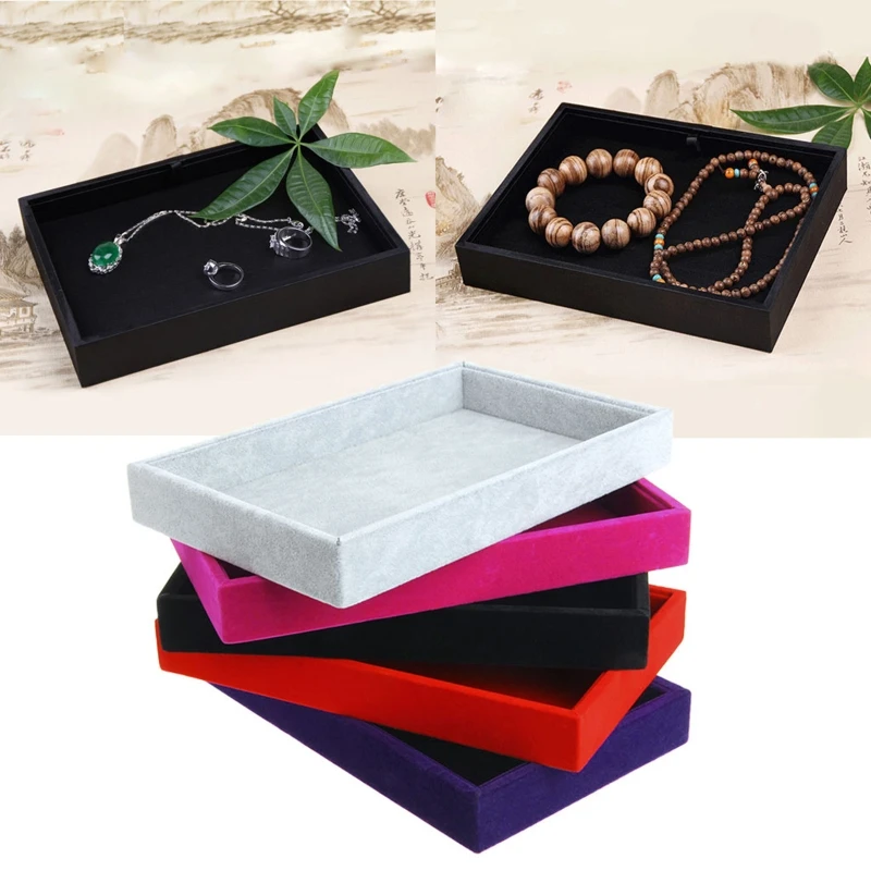 Stackable Velvet Jewelry Trays Organizer Jewelry Storage Box Display Trays Showcase Holder Closet Dresser Drawer