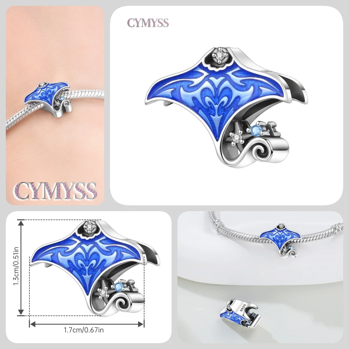 Blauer Charm, 925er Sterlingsilber, Ozeanperlen, Betta-Fisch-Anhänger, Geburtstagsfeier, Geschenk für Frauen, Armband, Halskette, DIY-Perlen, Schmuck – Detail 39