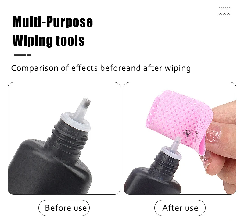 200 stücke Fusselfreien Nagellack Entferner Baumwolle Tücher Papier Pads Reinigung Werkzeug Nail art Tipps UV Gel Wimpern Kleber reiniger Befer – Detail 8