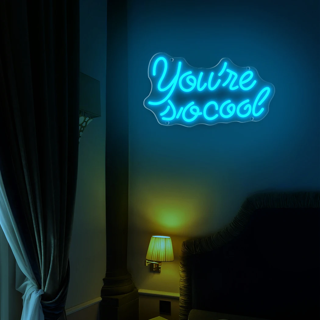 You're So Cool LED Neon Sign USB Powered Ice Blue Letter Light for Bedroom Party Bar Restaurant Living Room Kitchen Game Room