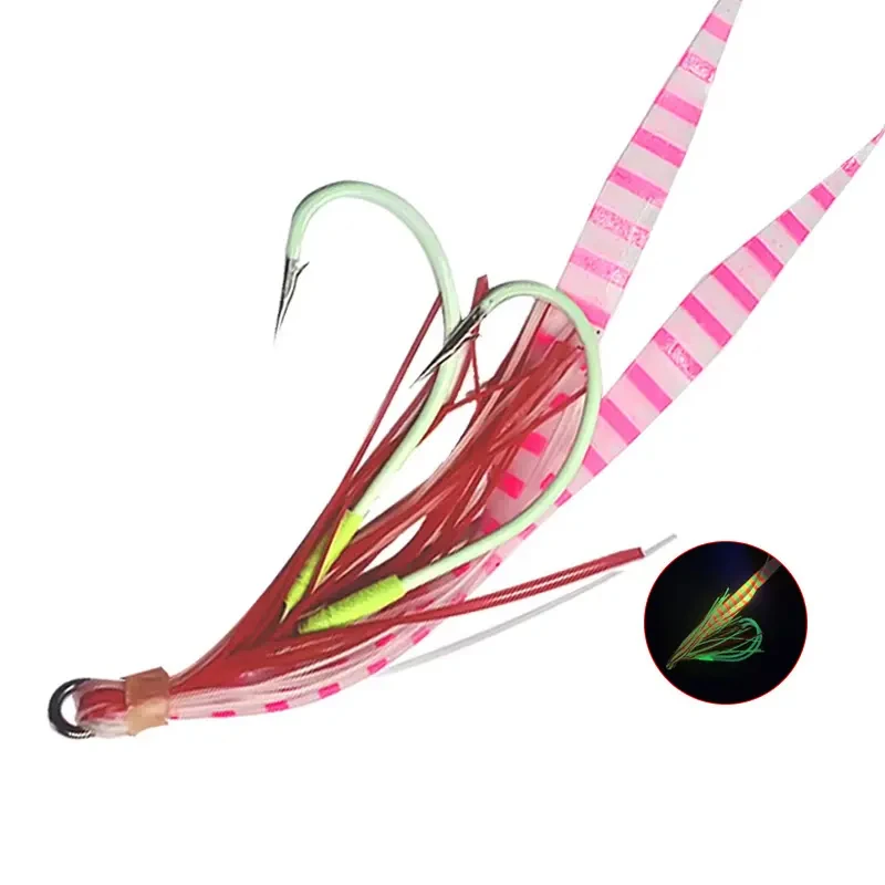 takedo-5-pares-maruseigo-28--ganchos-de-assistencia-para-jigging-gancho-de-pesca-maritima-linha-de-fluorocarbono-de-045mm-saias-luminosas-de-silicone-para-bacalhau-e-baixo