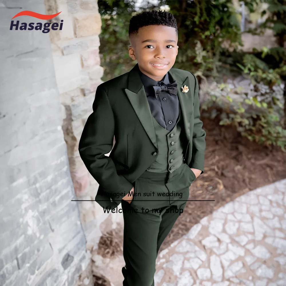 Blazer formel à col pointu pour enfants, smoking imbibé pour garçons, vêtements de performance sur scène pour adolescents, bleu royal, mariage, 3 pièces