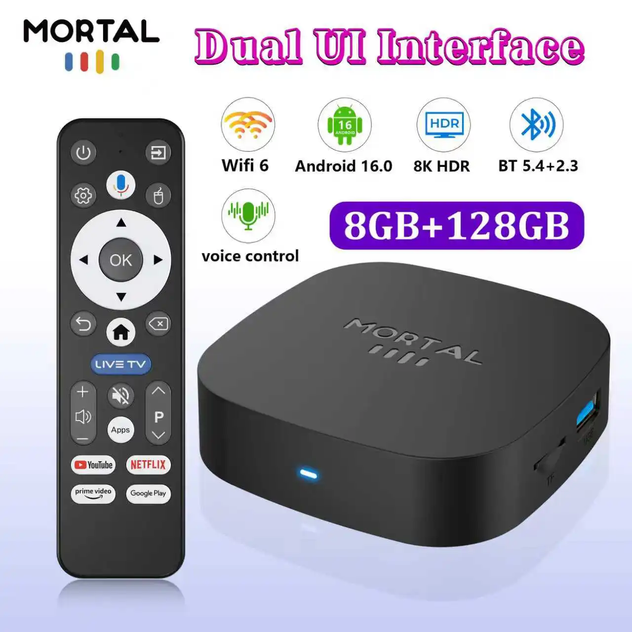 

T1+ Android16.0 8K HDR10+ Smart TV Box RK3518 128G Dual Wifi BT5.0 Телеприставка Медиаплеер с голосовым помощником Google