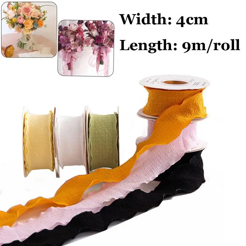 

9M/roll Cream Style Pleated Fishtail Yarn Ribbon Diy Gift Wrapping Flower Packaging Bow Ribbons Bar Handmade Cake Decorations