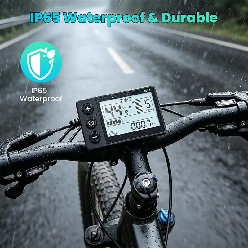 T31C-S866 36V Display LCD Meter For Electric Bicycle, Speedometer Odometer, Control Panel, 0.9In Handlebars Black