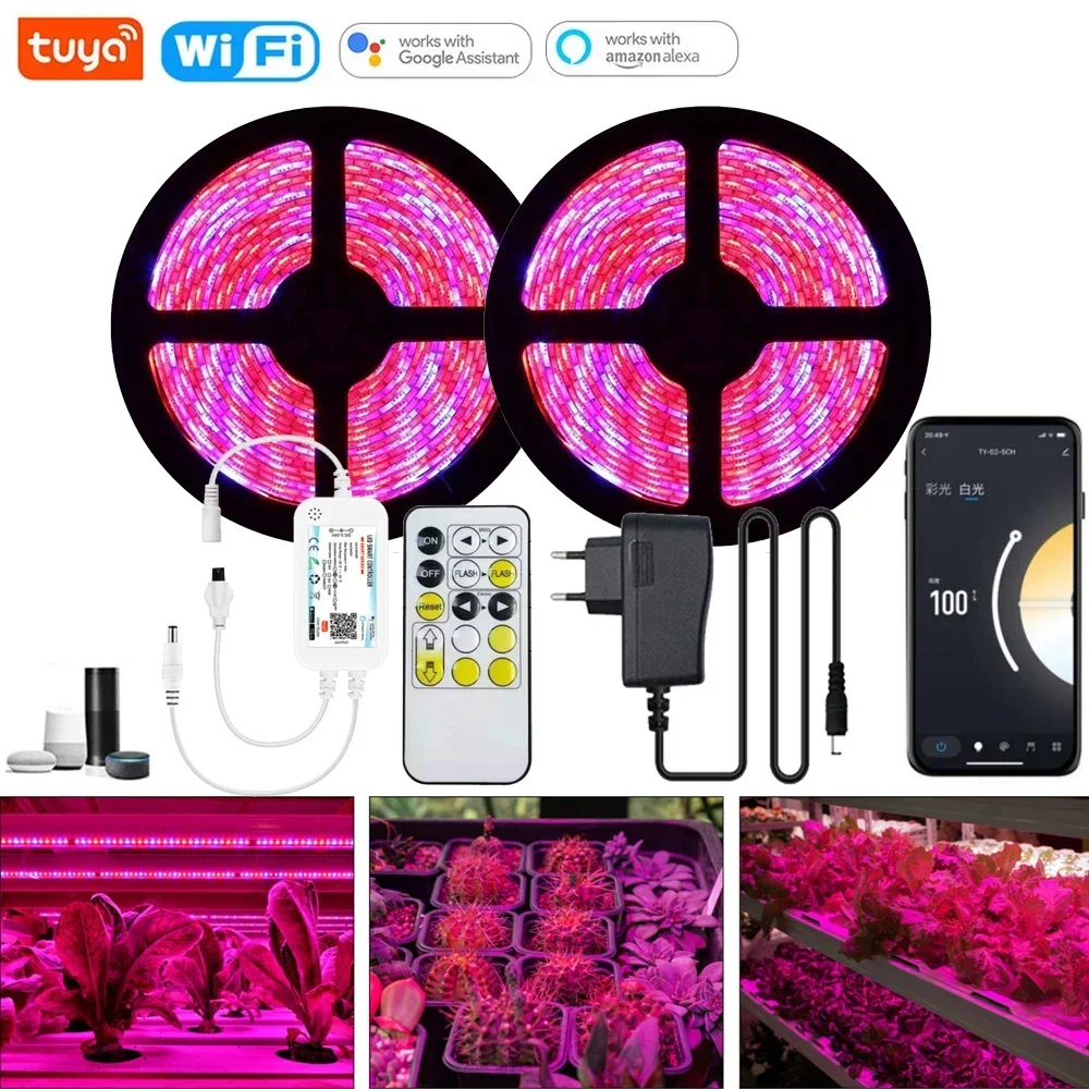 

DC12V Tuya Wifi Phytolamp Plant Led Grow Light 5M 5050 Waterproof Flexible Ribbon Greenhouse Hydroponic Growining Tape Smart App