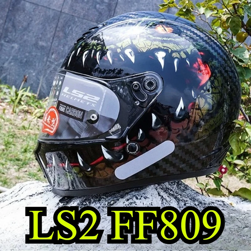 LS2 FF809 MANIAC 9K Carbon Fiber Retro Full Face Motorcycle Helmet Unisex Lite Breathable All Season ECE DOT Casco Moto Anti-Fog
