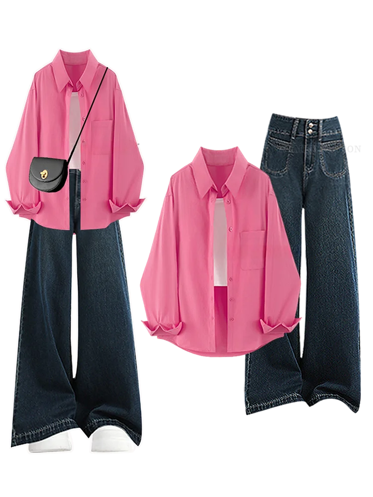 All'inizio della primavera delle nuove donne morbido denim Jaet vita alta jeans dimagranti set in due pezzi design coreano capispalla Faion
