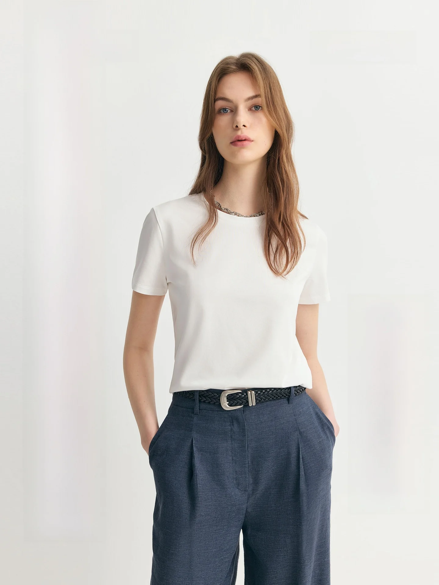 PRICH Women's round Neck Short Sleeve T-Shirt UPF50 Sun Protection Simple Design Cotton Blend Summer New Style Commute Friendly
