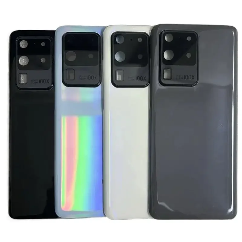 

Для Samsung Galaxy S20 Ultra 5G Стеклянная крышка батарейного отсека G988 Жесткая задняя крышка Задний корпус с объективом камеры