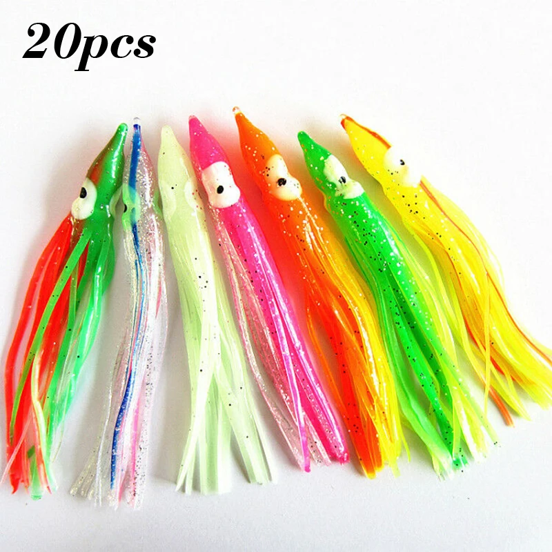 

20*Silicone Squid Skirts Lures Artificial Soft Worm Fishing Baits Colorful 5cm/6cm/9cm/10cm/16cm Octopus Soft Fishing Tools