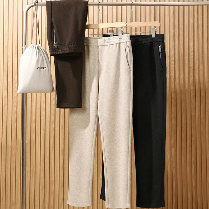 

Мужские повседневные брюки из ацетатной шерсти в клетку, мягкие, теплые, осенне-зимние, новые, прямого кроя, со средней посадкой, для отдыха