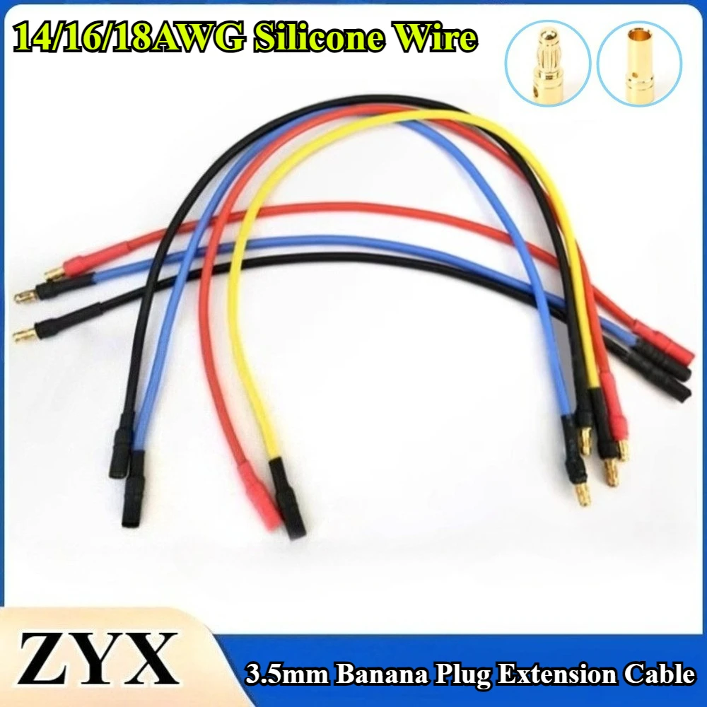 

14AWG 16AWG 18AWG 3.5mm Gold Bullet Connector Banana Plug Extension Cable Male Female Wire 30cm for RC Car Boat Brushless Motor