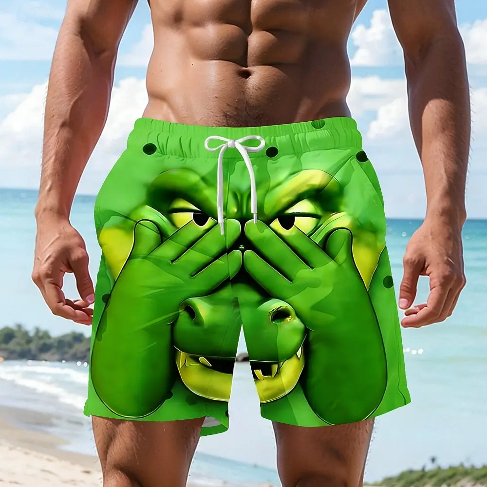 

Мужские плавки с 3D-принтом крокодила, закрывающего глаза, в гавайском стиле, забавные пляжные шорты для летнего отдыха на природе, детские шорты