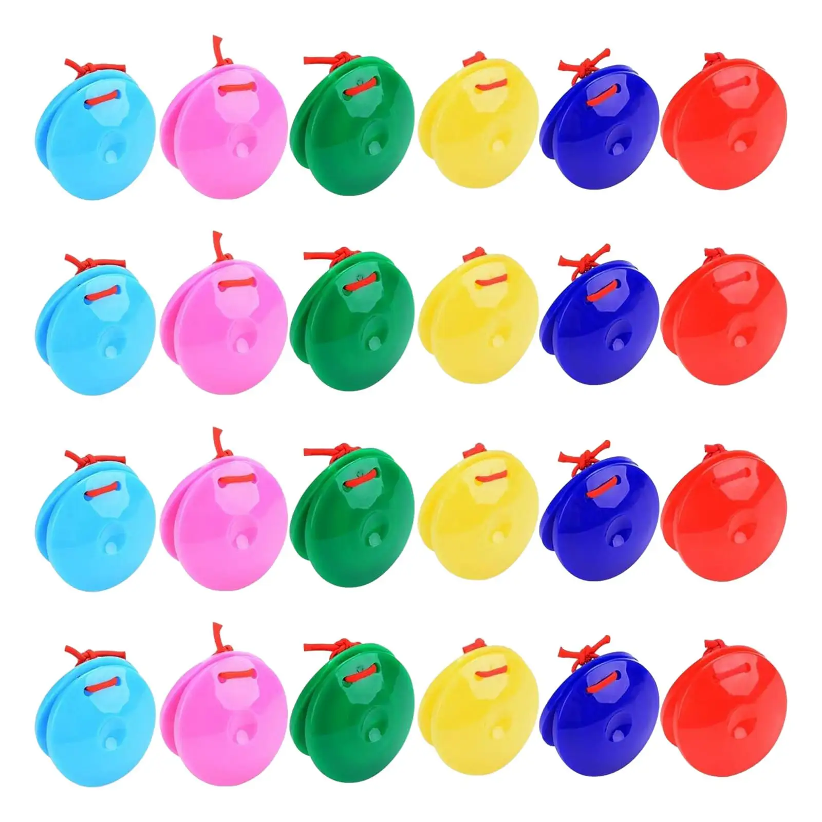 24x Finger Castanets Musical Instruments Toys Colorful Musical Castanets Rhythm Toys for Boys Girls Party Children Kids Baby