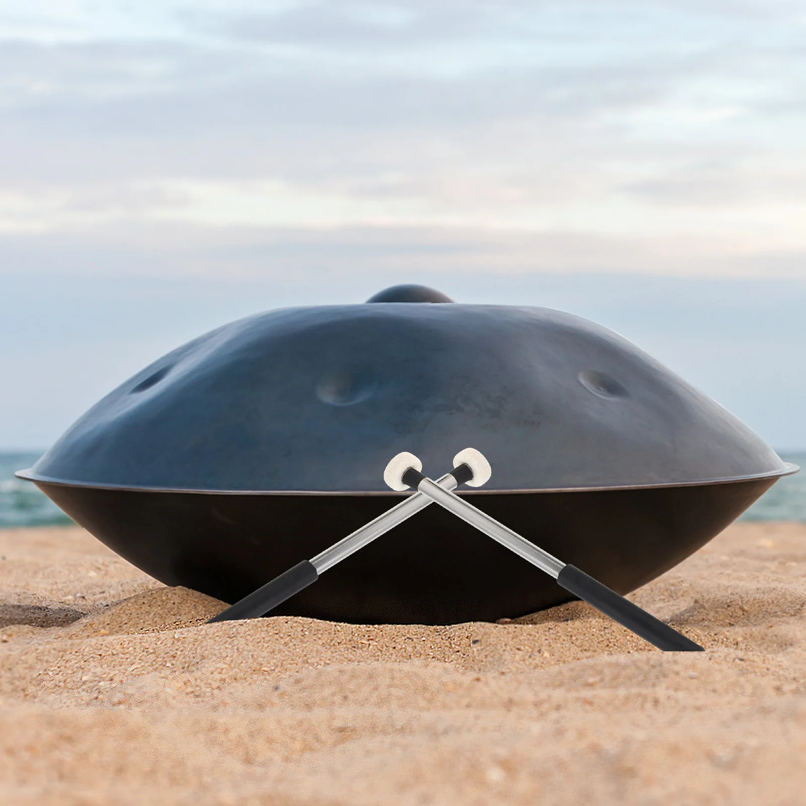 

2Pcs Anti-Slip Metal Handle Felt Head Tongue Drum Sticks Portable Musical Instrument Accessories for Adults