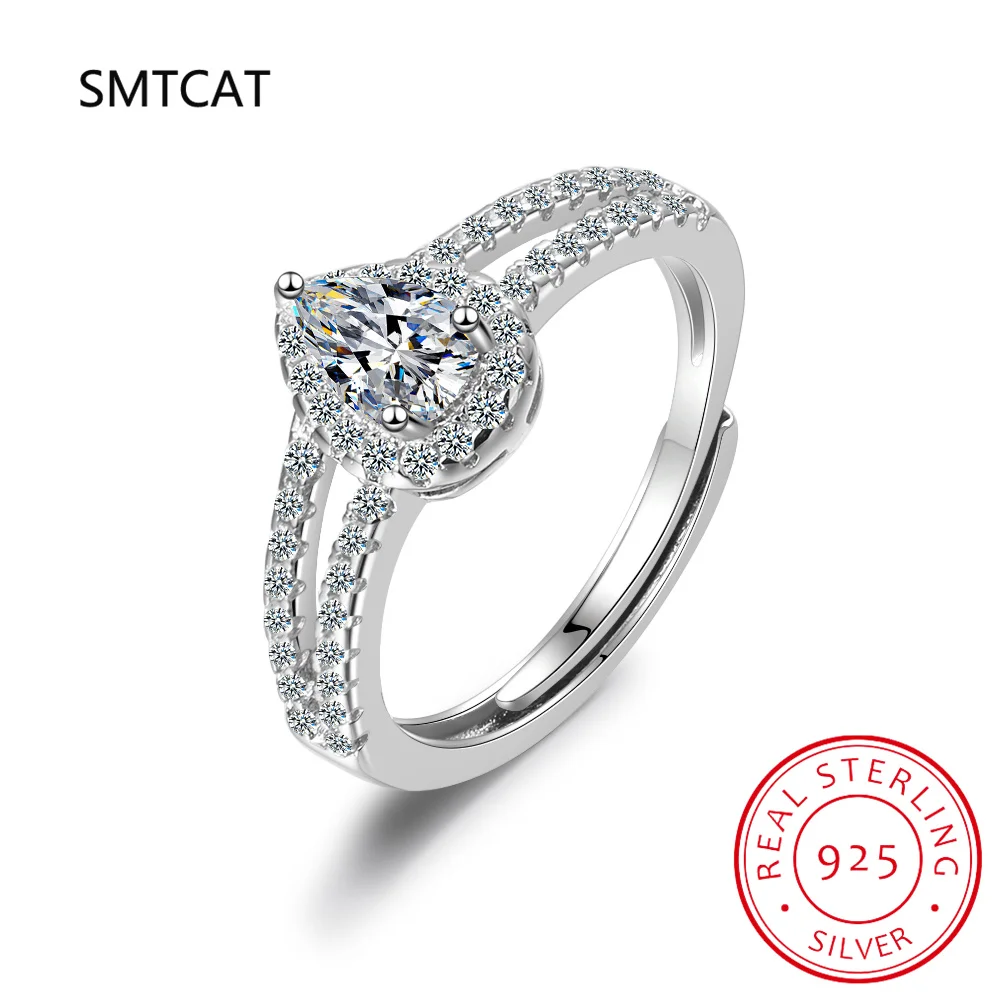 Real 2 Carats D Color Moissanite Water Drop Rings For Women 100% 925 Sterling Silver Sparkling Wedding Party Fine Jewelry