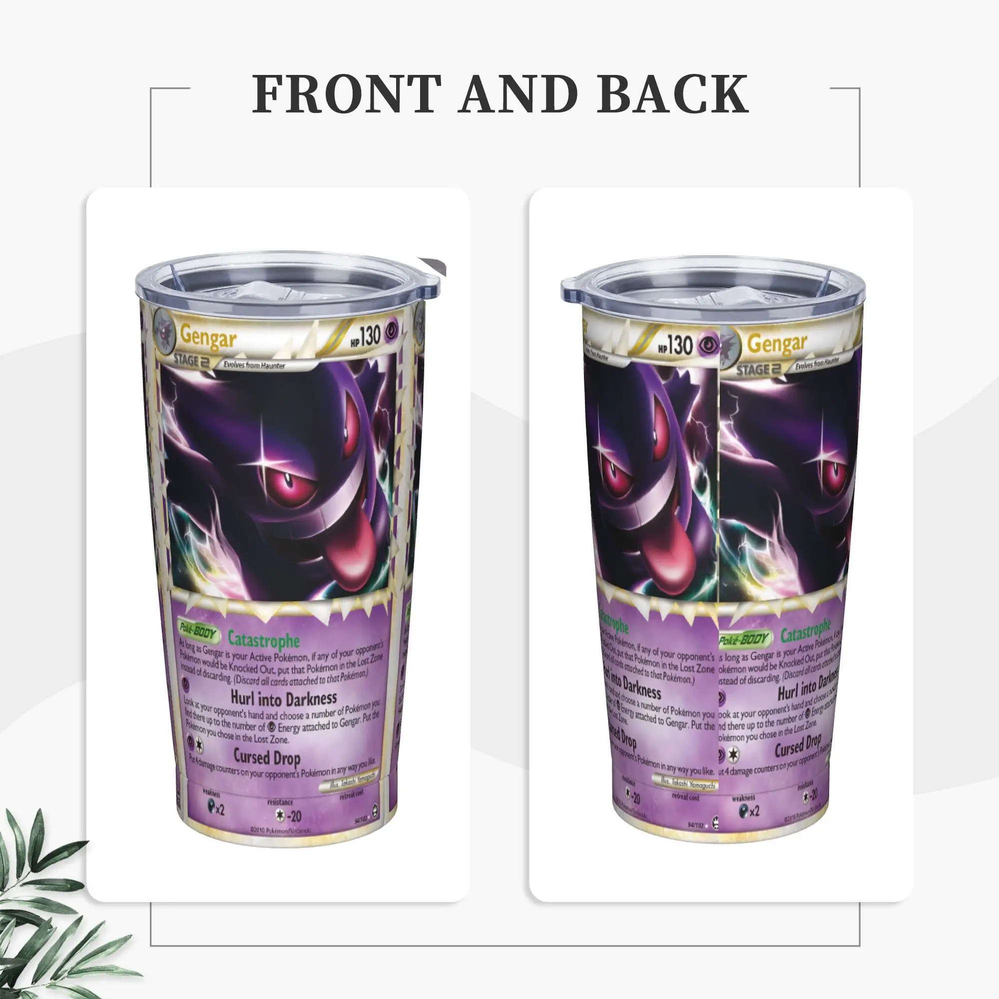 

Stainless Steel Tumbler Pokemon Gengar Thermal Mug Heat Preservation Cold Drink Car Mugs Driving Custom Water Bottle