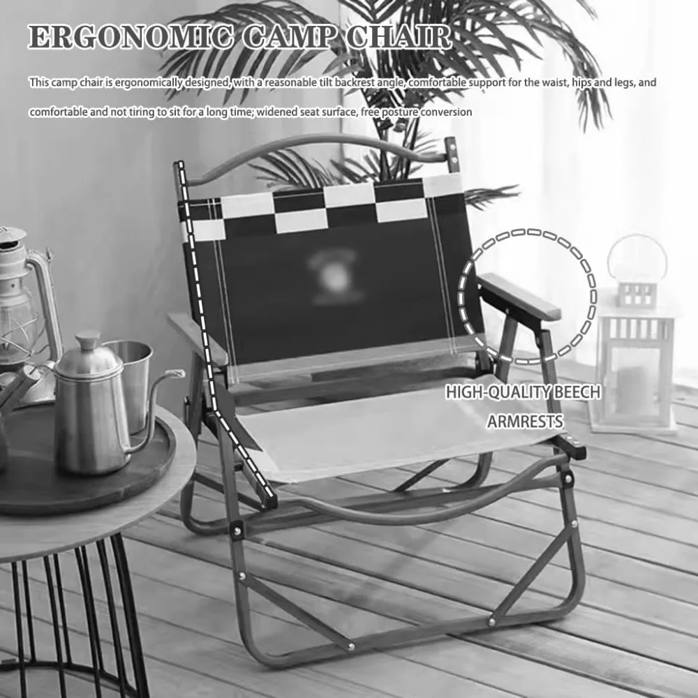 كرسي حديقة مبتكر قابل للطي مع طباعة فريدة من نوعها كرسي شاطئ خارجي مريح ومستقر، لا يتطلب تجميع، يدعم ما يصل إلى 1 #4