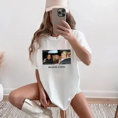 Absolute Cinema Meme T-Shirt Paris Britney Lindsay Y2K T-Shirt Lustiges Meme-Shirt für Männer und Frauen Ironisches Shirt Sarkastische Streetwear-Oberteile – Detail 5