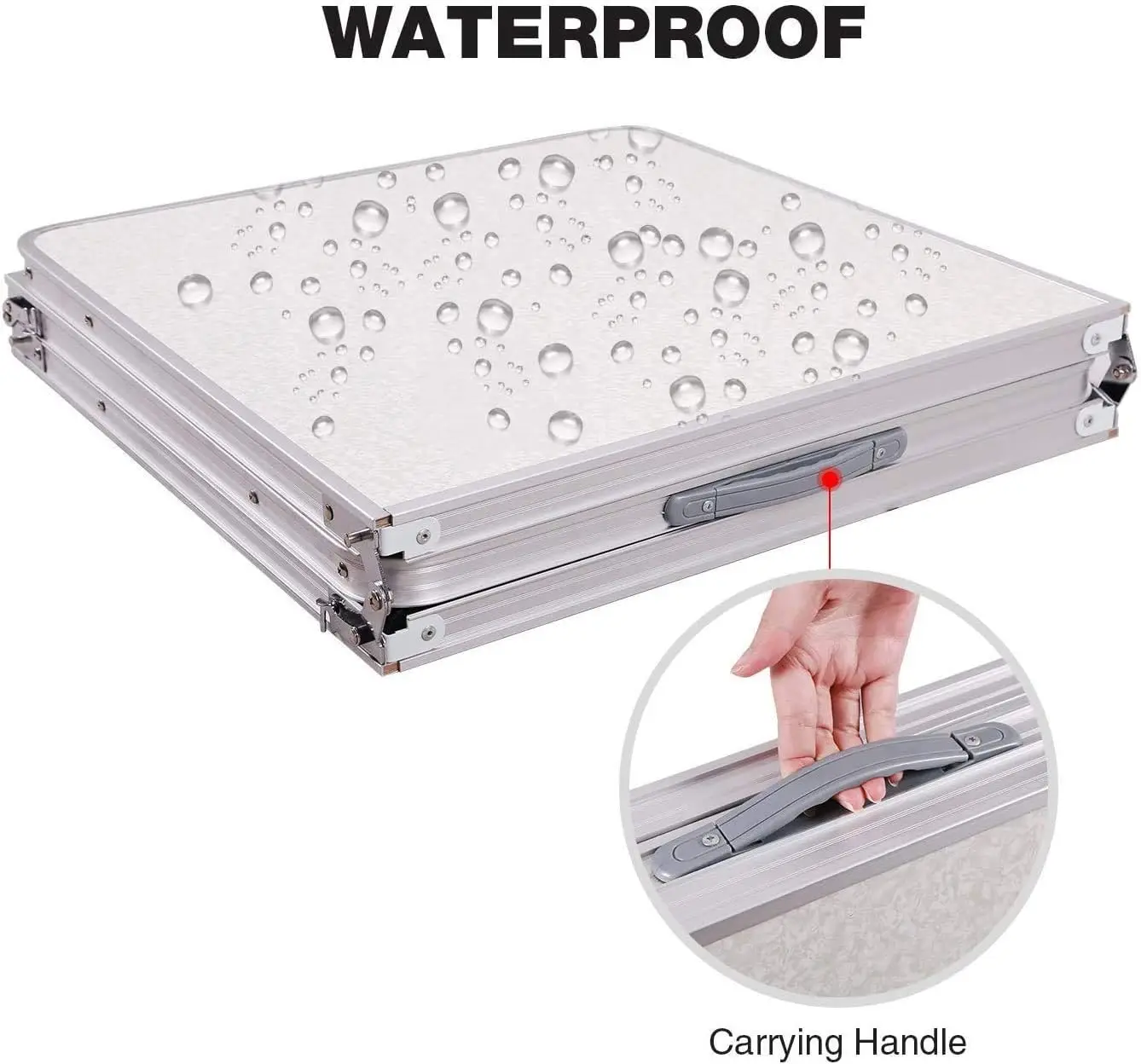 EFAN Mesa de caballete emergente de 4 pies, mesa plegable rectangular de aluminio para acampar, portátil, ajustable, para jardín, pícnic al aire