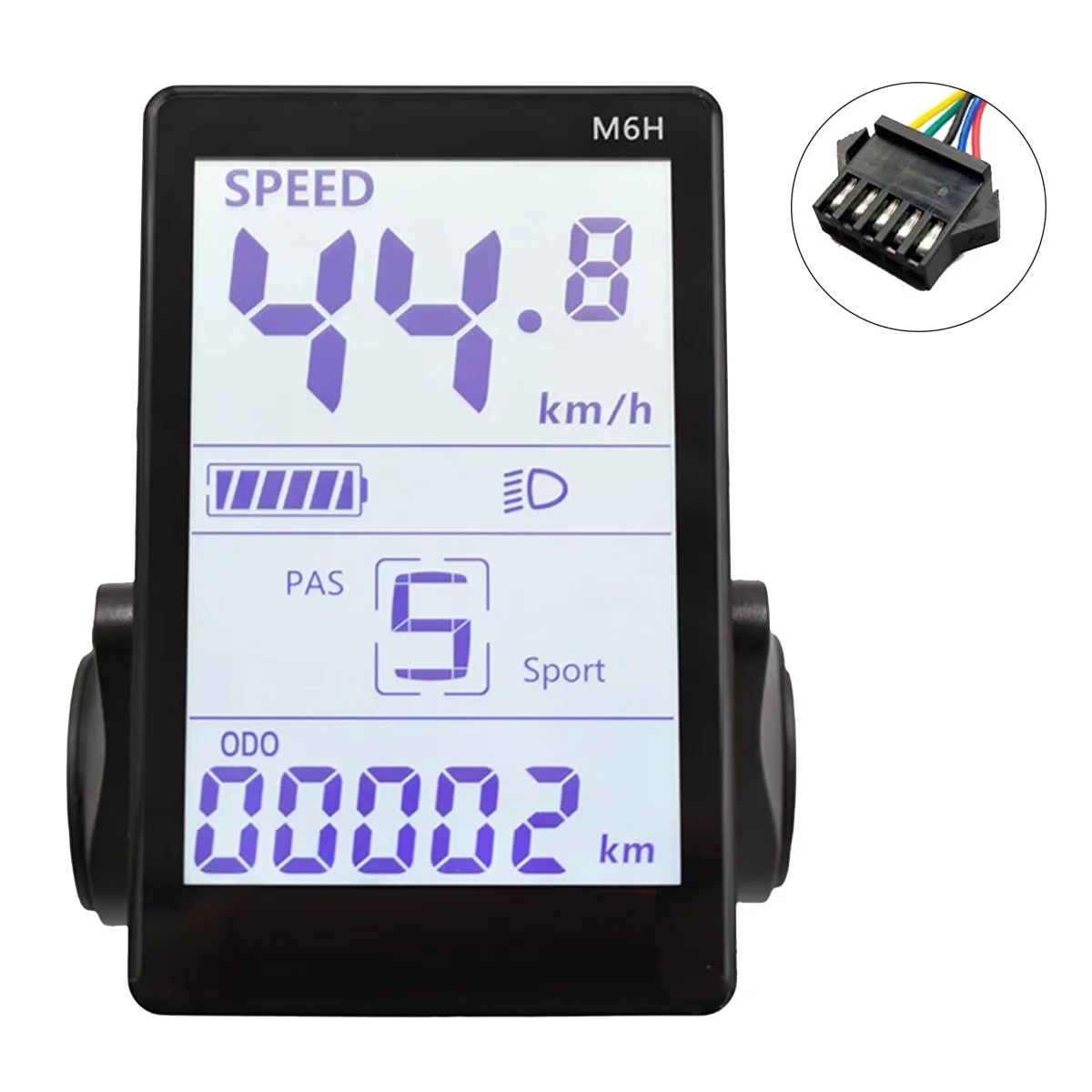 

M6H Electric Bike LCD Display Meter Dashboard 24V-60V Universal E Scooter LCD Panel Screen for Electric Bike(SM 5PIN)