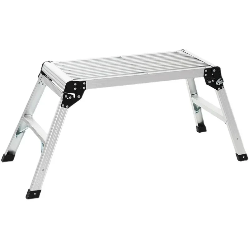 Heavy-Duty Folding Work Platform 30x12x20 Inch Aluminum Ladder Stool 660 lbs Load Capacity Anti-Slip Safety Design