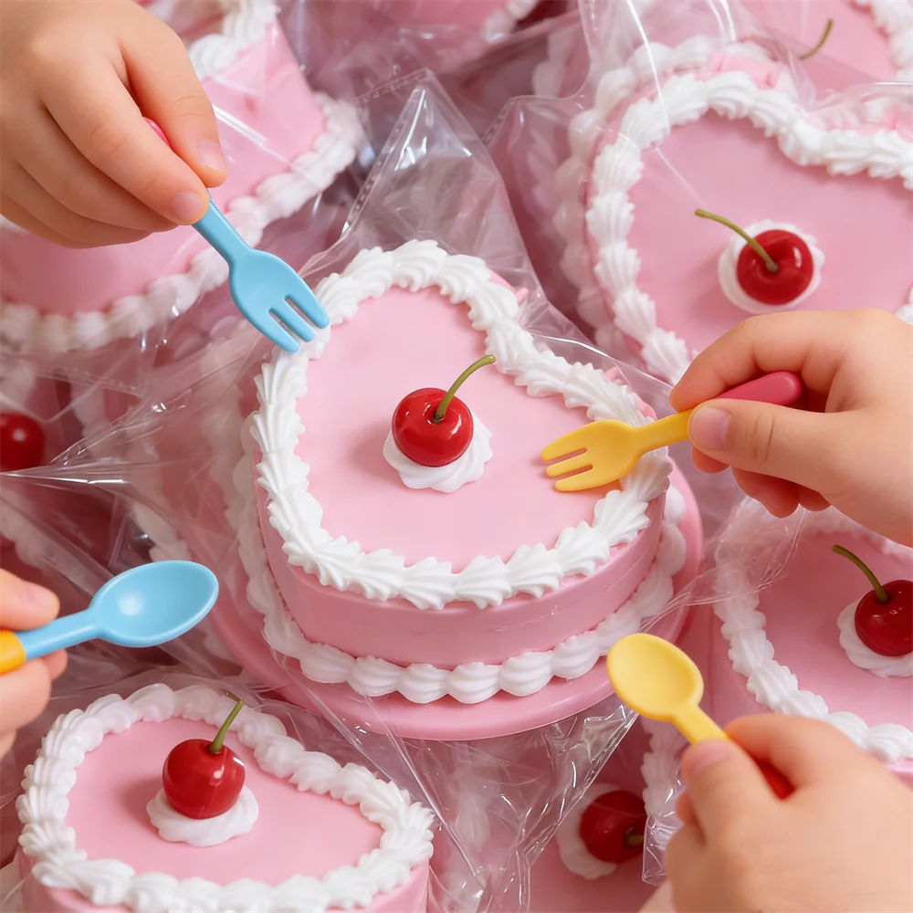 Caja de Joyería con Forma de Pastel de Corazón Rosa Realista de 13.5cm, Modelo Artificial de Crema de Cereza, Caja de Almacenamiento para Baratijas, Regalo, Accesorio para Fotos, Decoración Y2K
