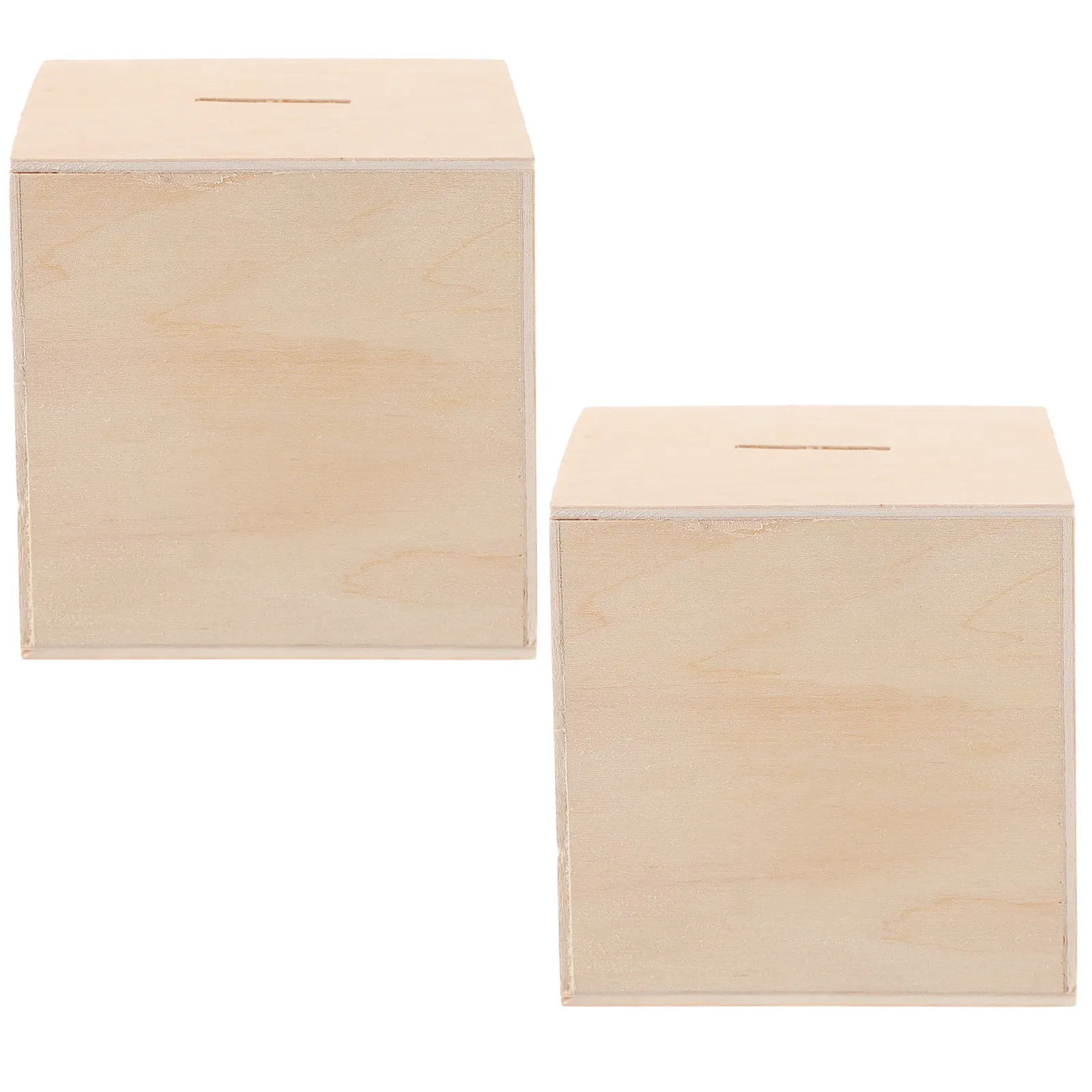 

2Pcs Unfinished Wooden Piggy Banks DIY Coin Bank Money Box Decor for Kids Adults Handmade Craft Saving Jar Desktop Ornament