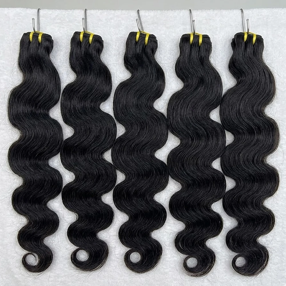 100% Real Human Hair Body Wave Bundles 1 3 4 Bundle Natural Black Color Brazilian Virgin Raw Weave Bundles 28 30 32 Inch Double Weft Hair Extensions For Women