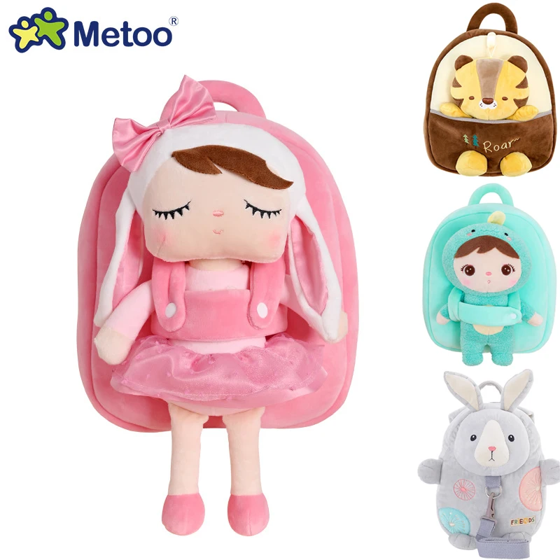 Plush Backpack Little Kid Preschool Ages 1-5 Backpack with Detachable Doll Boys Girls Toddler Backpack Metoo Rabbit Doll