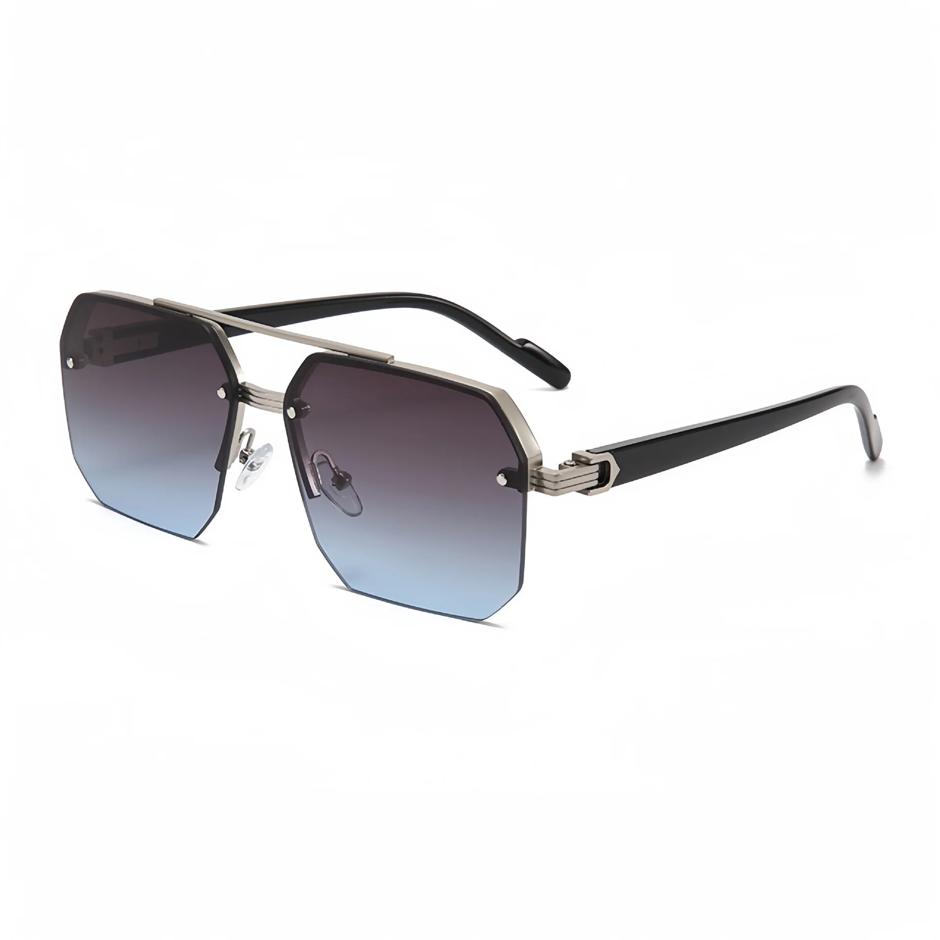 Hot-selling Double-barrel Square Half-frame Sunglasses - Stylish And Simple Ideal For Pilots, Fashionable Sunglasses 2408 image 4