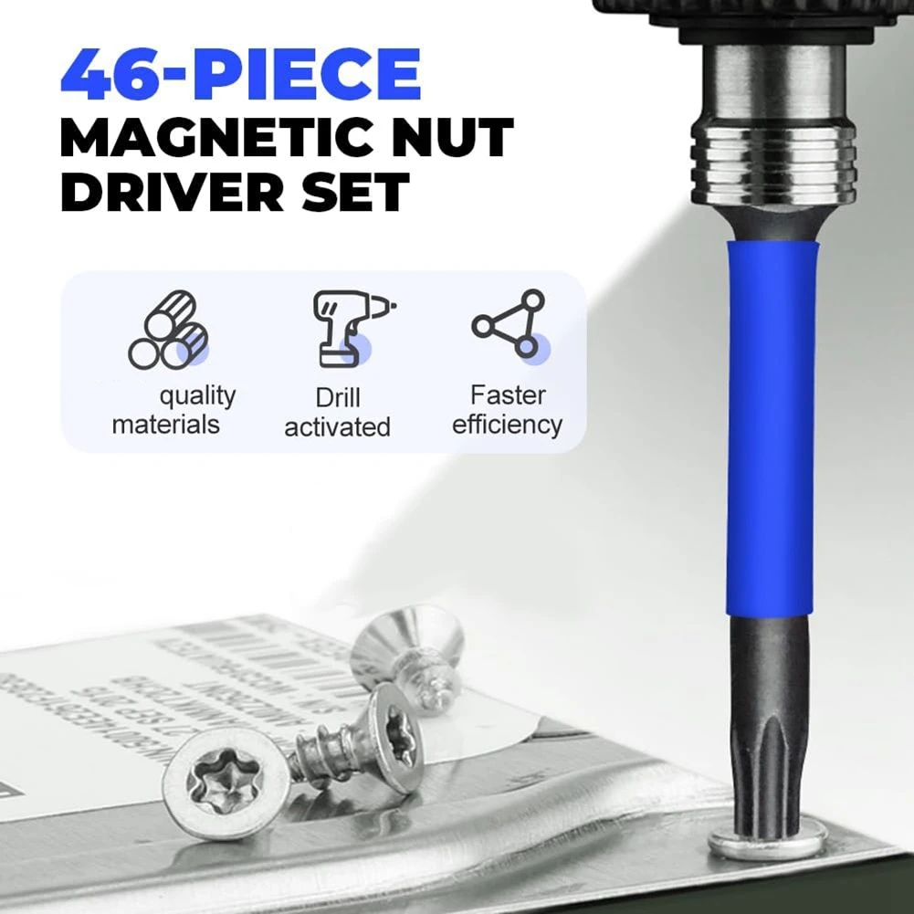 

【Улюбимый!】Универсальные розетки, набор магнитных ударных гайковерток, набор из 46 предметов, набор магнитных отверток для гаек