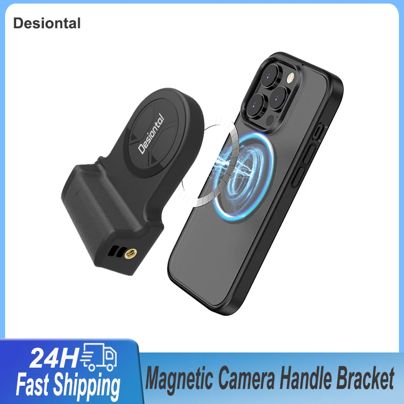 Magnetic Phone Hand Grip Bracket Handheld Bluetooth Remote Control Handle Shutter Phone Tripod Mount for Selfie Video Vlog