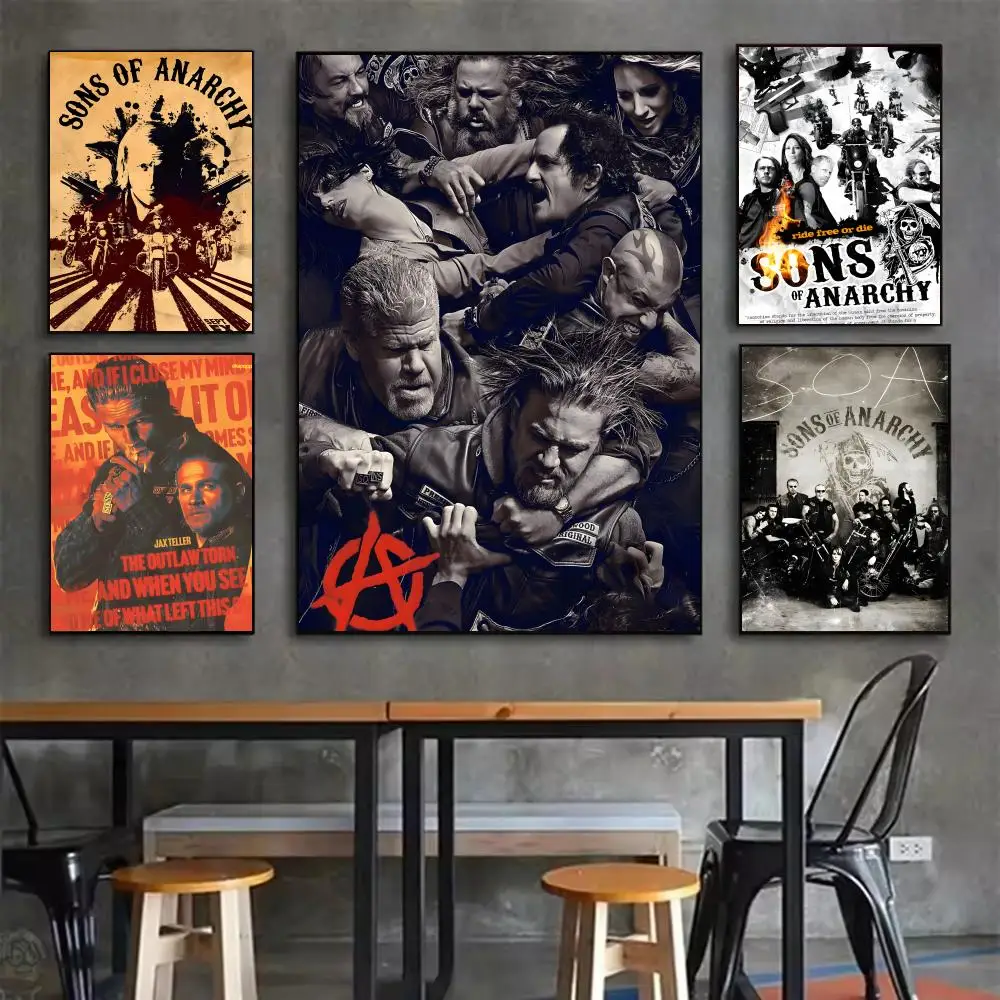 Film S-Sons of A-Anarchy Poster Self-adhesive Art Waterproof Sticker Coffee House Dorm Room Wall Decor