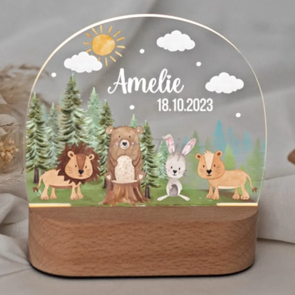 Luz de noche acrílica personalizada para niños, regalo de cumpleaños perfecto para niñas y niños, hecho a mano nombre personalizado, Decoración Led